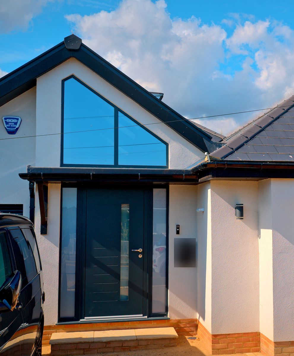 Front entrance with glazed gable and anthracite front door