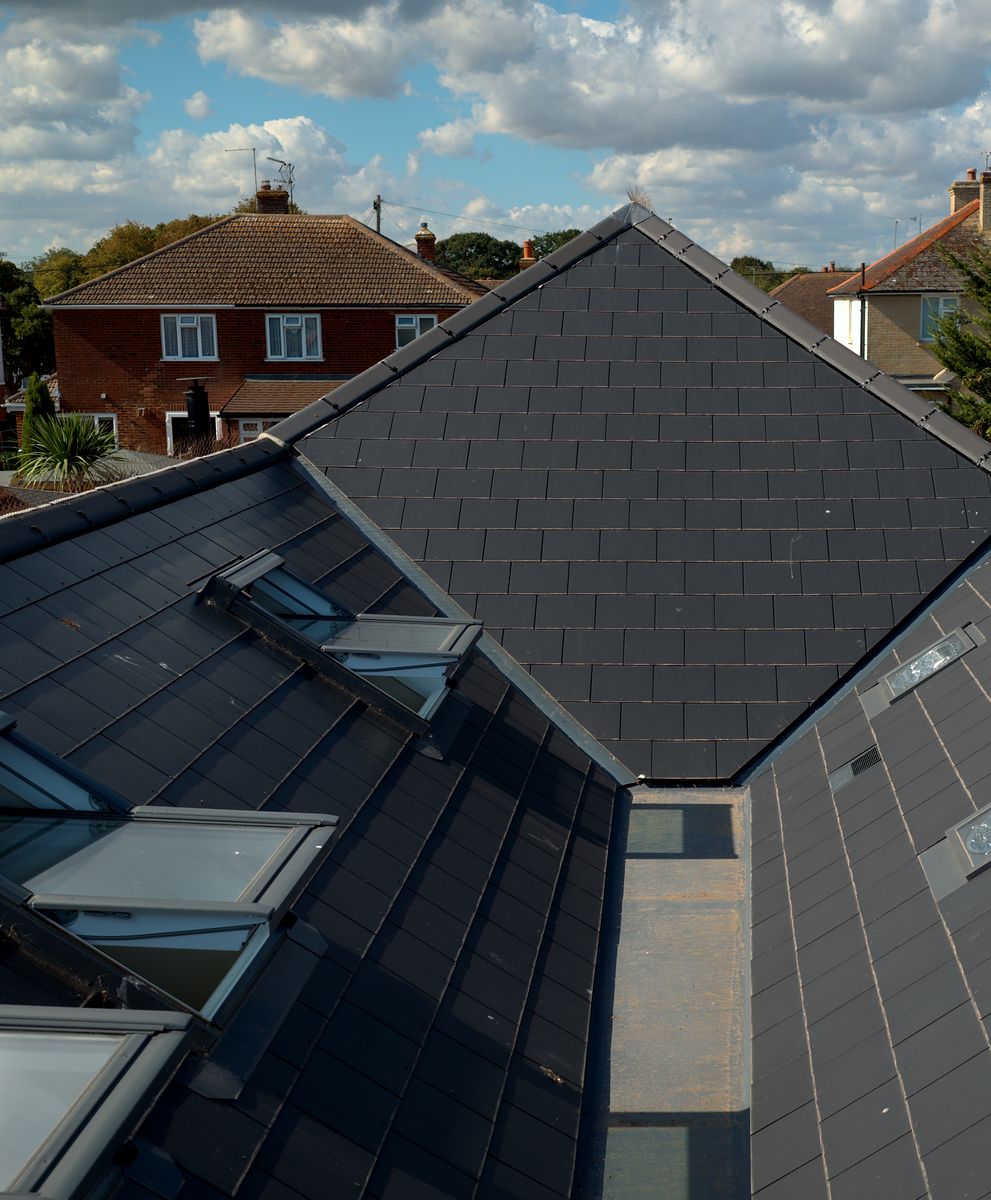 New roof with rooflights seen from above